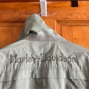 Harley-Davidson Sage Green Zip Front Utility Jacket W/Tie Belt Sz Med -EUC